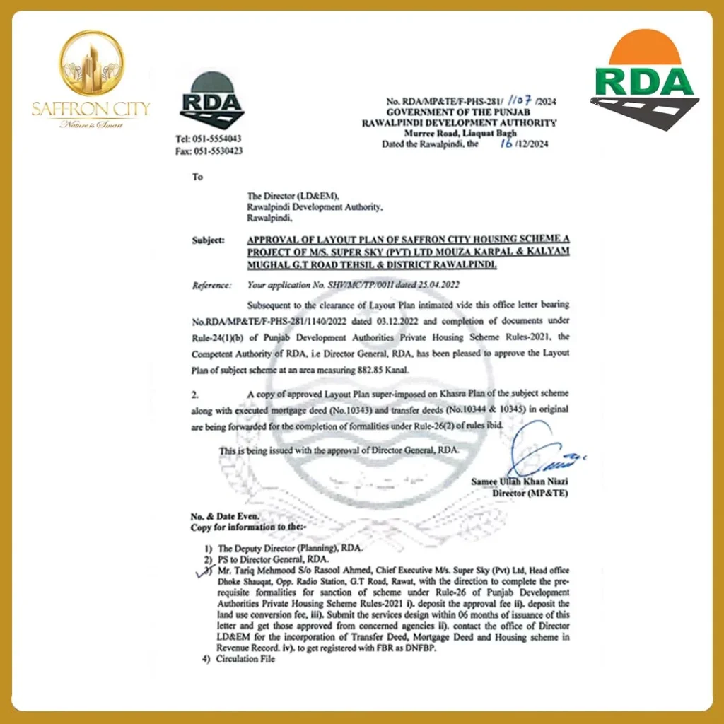 saffron city noc approved by RDA